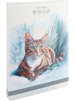 Скетчбук А5  80л., гребень, 100гр/м2 "Кошачий портрет" тв.обл., резинка