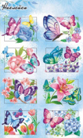 Наклейки детские 16*9см  "Бабочки" с блёстками