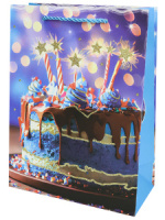 Пакет подар. бумажн. 18*23*10 см, Голубой тортик, 210 гр