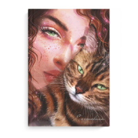 Ежедневник недат А5 7БЦ,  80л. "Diary. Девушка с рыжим котом" тисн.фольгой, софт-тач