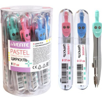 Циркуль металл."deVENTE. Pastel "в пластиковом футляре,ассорти