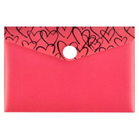 Конверт на кнопке  с рисунком 105*74мм, Сердечки