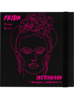 Скетчбук 165*165мм  48л., сшивка, 150гр/м2 "Frida" тв.обл., софт-тач, резинка
