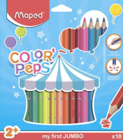Карандаши цвет. Jumbo 18цв "Color Peps" трехгранные, ударопрочные, карт.упак.