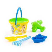 Набор игрушек. "Простоквашино" ведро среднее с наклейкой, ситечко, лопатка, грабельки, формочка