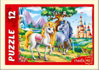 Пазлы   12 элементов  175*130мм. "Чудесные единороги" 4 дизайна