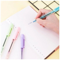 Ручка шар. Deli Arrow  синяя, 0,7мм, прозрачный корпус ассорти