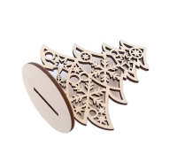 Заготовка деревянная НГ  "Елочка с гирляндой" 15*16см