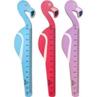 Линейка 18 см ,"Flamingo" дерево с рисунком,