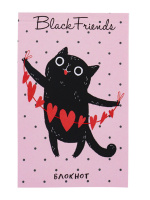 Блокнот А7  48л клеевой кор. "Черные коты с сердечками" клетка