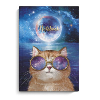 Записная книжка А5  80л., 7БЦ "Космический кот" мат.лам., выб.перл.лак, тисн.фольгой