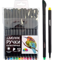 Набор капиллярных ручек "deVENTE. Drops" 0.4мм, 12цв.,черный корпус