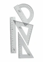 Набор геометрический малый (2 треуг. 15см лин., трансп.) прозрачный