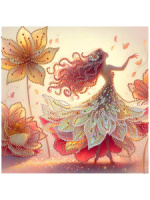 Мозаика алмазная по номерам на холсте 30*30см "Рыжая принцесса" (частичное заполнение)