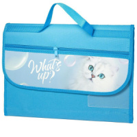 Папка д/труда А4 (325*240*40) 1отд. с ручками, ткань, липучка "Милый котик"