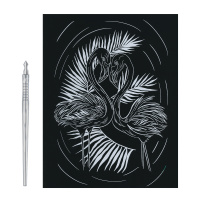 Гравюра 20*25см с эффектом голография "Розовый фламинго"