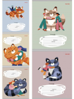 Тетрадь А5 12л кл. Проф-Пресс "Ласковые котята" 5 диз.в спайке, белизна 100%