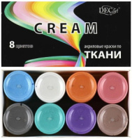 Набор акрил. красок по ткани  8 цв. 200мл "CREAM"