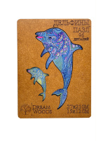 Пазлы фигурные 92 элемента 2шт 168*80мм, 260*120мм "Дельфины"