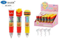 Ручка шар. многоцв. 4-х цветная, мини "Фаст-Фуд" 0,5мм