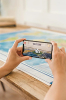 Карта Мира физическая интерактивная 1:29М 101*66см, ламинация, на рейках