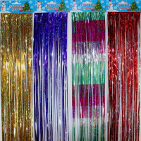 Дождик 100мм*1м, ПВХ, 2 шт, цветной, голографический, 4 цвета