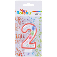 Свеча-цифра "2" Шары 7,6см.