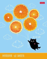 Тетрадь А5 48л кл. Hatber "Котик-апельсинка" выб.лак., 5диз.в спайке, белизна 100%*