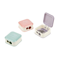 Точилка пласт. с контейнером  2 отв. BV "Flower pastila" 3 вида