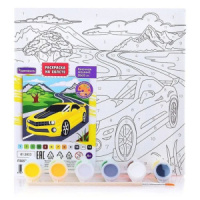 Живопись по номерам с акрилом 20*20см  "Гоночная машина"