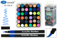 Набор маркеров акриловых  36цв. кистевидн. "Basir. Зебра" 1-5мм