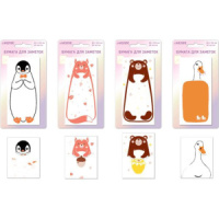 Бумага с липким краем - конверт  20л, фигурная Веселые звери,  ассорти