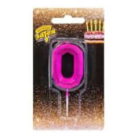 Свеча-цифра "0" Диамант Маджента, 4,5см.