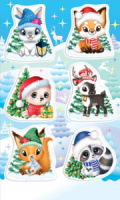 Наклейки новогодние "Звери" 15*9см