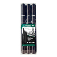 Набор маркеров для скетчинга   1цв.*3шт. Черный  двусторон., 1,0-6,2мм