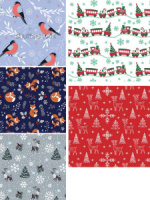 Набор упаковочной бумаги "Зимняя пора. Ассорти" 100*70см