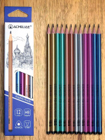 Карандаш  ACMELIAE HB трехгранный, цвет. корпус, металлик