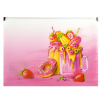 Конверт на молнии А4  Фруктовые милкшейки, 32,7*23,5*3,8см