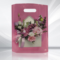 Пакет 40*31см (60мк) с вырубной укрепл. ручкой "Нежное послание" Глянец ПВД