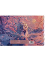 Альбом А4 40л гребень "Белый тигр и сакура" микроперф., пл. 100гр/м*