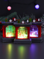 Подсвечник декоративный 11*8см "Новогодний камин" ассорти, на батарейках