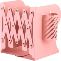 Подставка для книг "Slider" 19*15см полностью металл, розовая, телескопическая