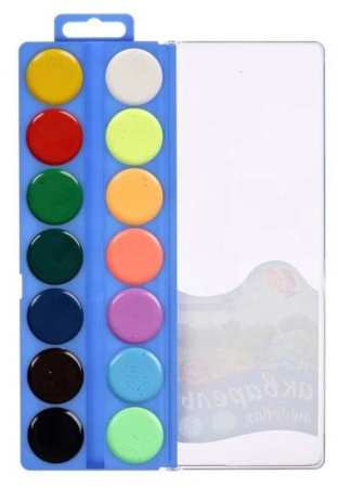 Акварельные краски 14цв. Фантазия, пласт.уп, без кисти