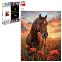 Мозаика алмазная по номерам на холсте 40*50см "Лошадь в маковом поле" с подрамником