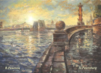 Магнит сувенирный СПБ. Петербург Владимира Ременца": "Вид с набережной" 68*95см