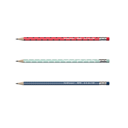 Карандаш Dots НВ трехгранный с ластиком, тубус