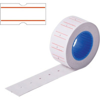 Этикет-лента 21*12 белая с красной полосой, прямая, 600 этикеток в рулоне
