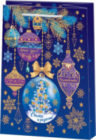 Пакет подар. бум. новогодн. 18*23см "Игрушки елочные" ламин.