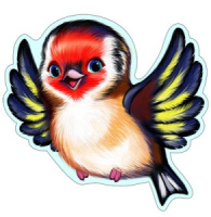 Плакат фигурный 25*23см "Птица Щегол"