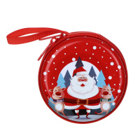 Шкатулка новогодняя 5см , металл, 8 дизайнов, круглая